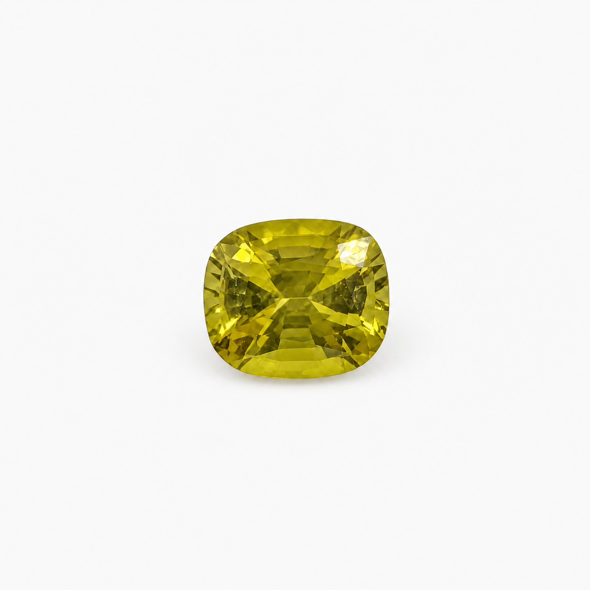 155 cushion-cut chrysoberyl 1.65 ct, light yellow-green