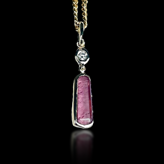 9Ct Natural Tourmaline Pendant Accented With Diamond